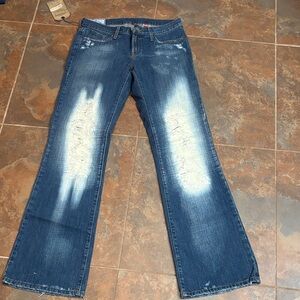 Stetson Women's Blue Boot Cut Jeans with Distressed Panels